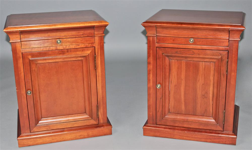 PAIR OF STAINED MAPLE BEDSIDE CABINETS ESTATE OF TOM CLANCY