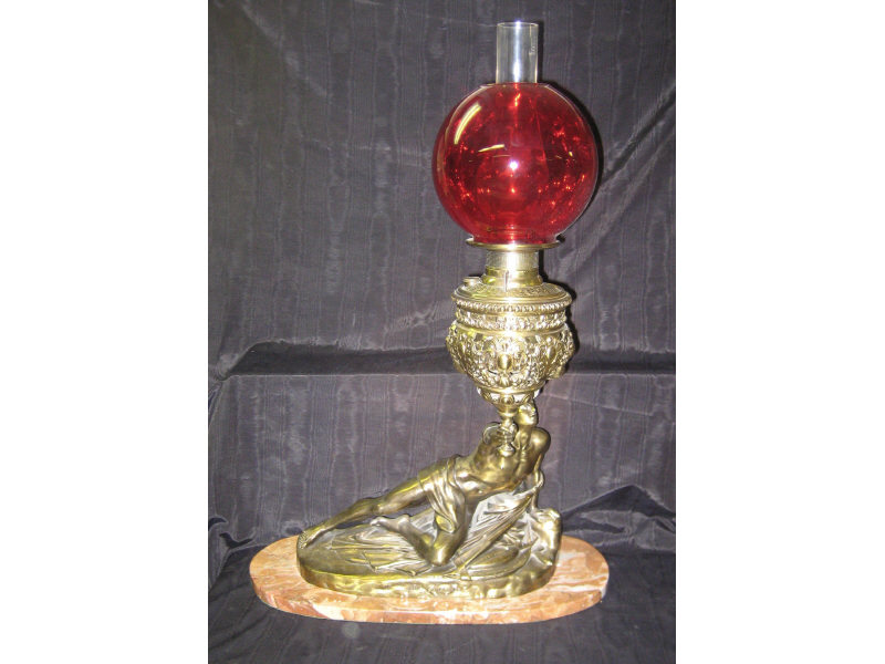 SPELTER FIGURAL LAMP In the form of a semi nude