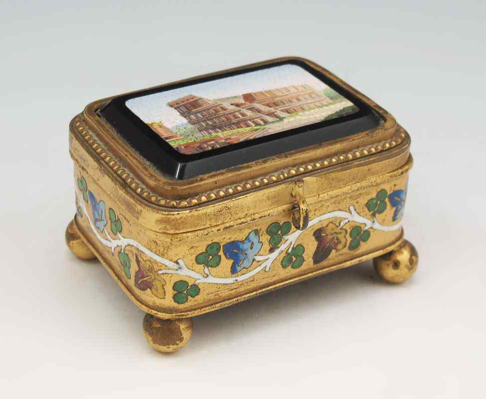 MICRO MOSAIC BOX Depicting the Coliseum of Rome Hinged top