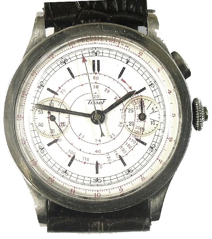 Tissot 1940 s chronograph single button stainless steel gentleman s