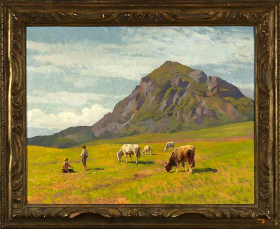 Alberto Zardo Italian 1876 1959 Mountain Landscape with Oxen oil