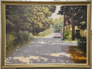 Paul Sibley oil on canvas Main Sunny Summer Street signed