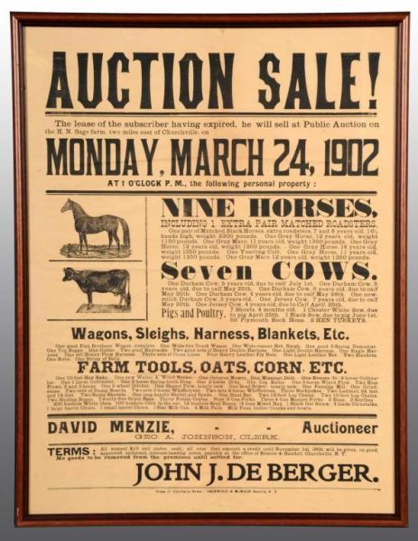 Lot of 2 Auction Sale Posters Description One dated 1898