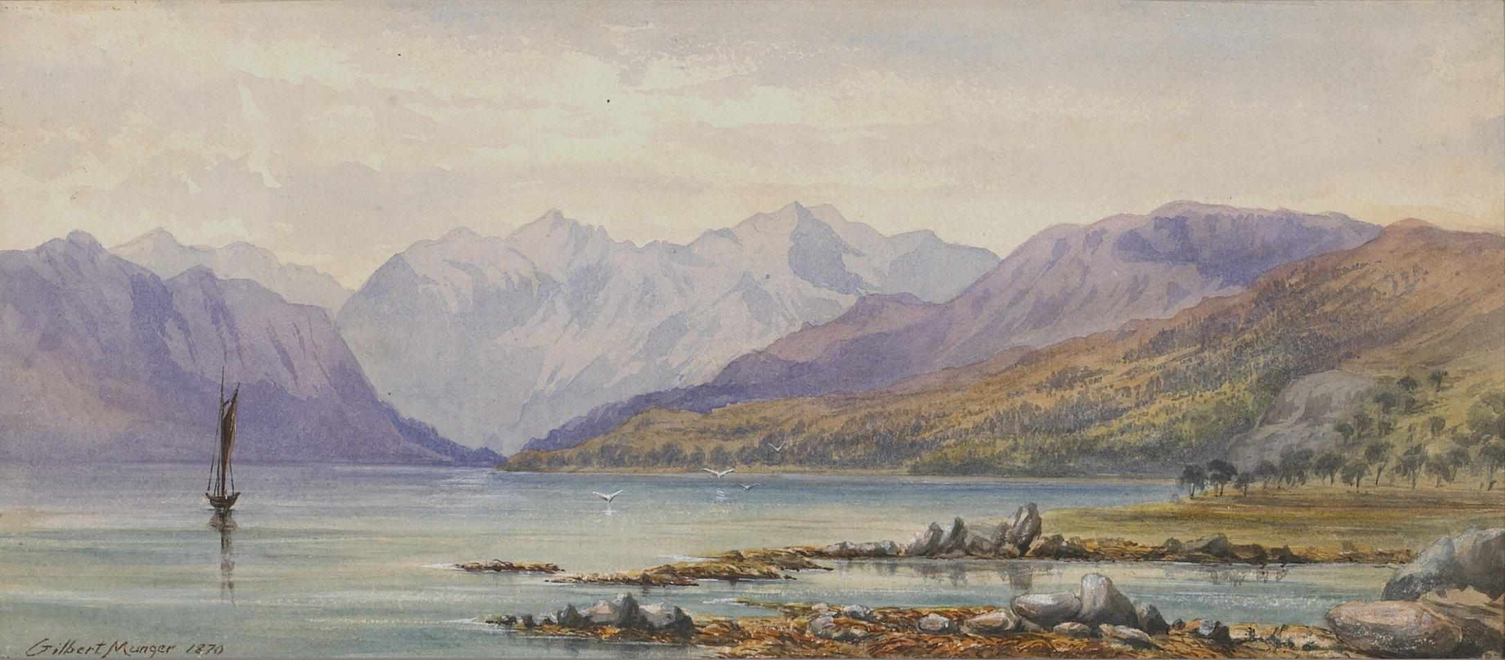 Gilbert Munger American 1837 1903 Mountain lake 1870 signed and