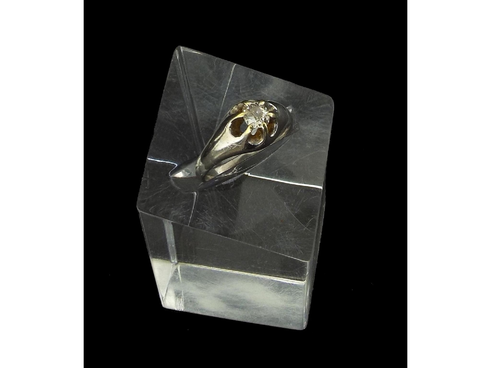 White gold claw set oval cut diamond ring 0 4