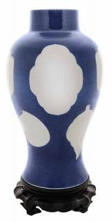 Baluster Porcelain Vase Chinese powder blue ground with white cut