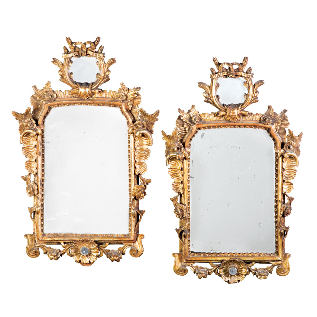 5 Pair of Continental Rococo Style Gilt Wood Mirrors Each