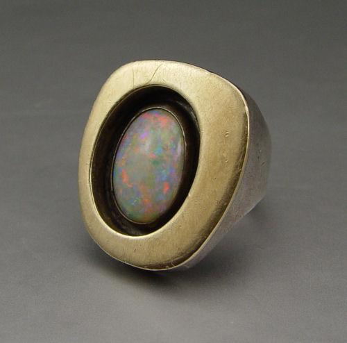 ED WIENER STERLING 14K 4 50 CT OPAL RING Sterling