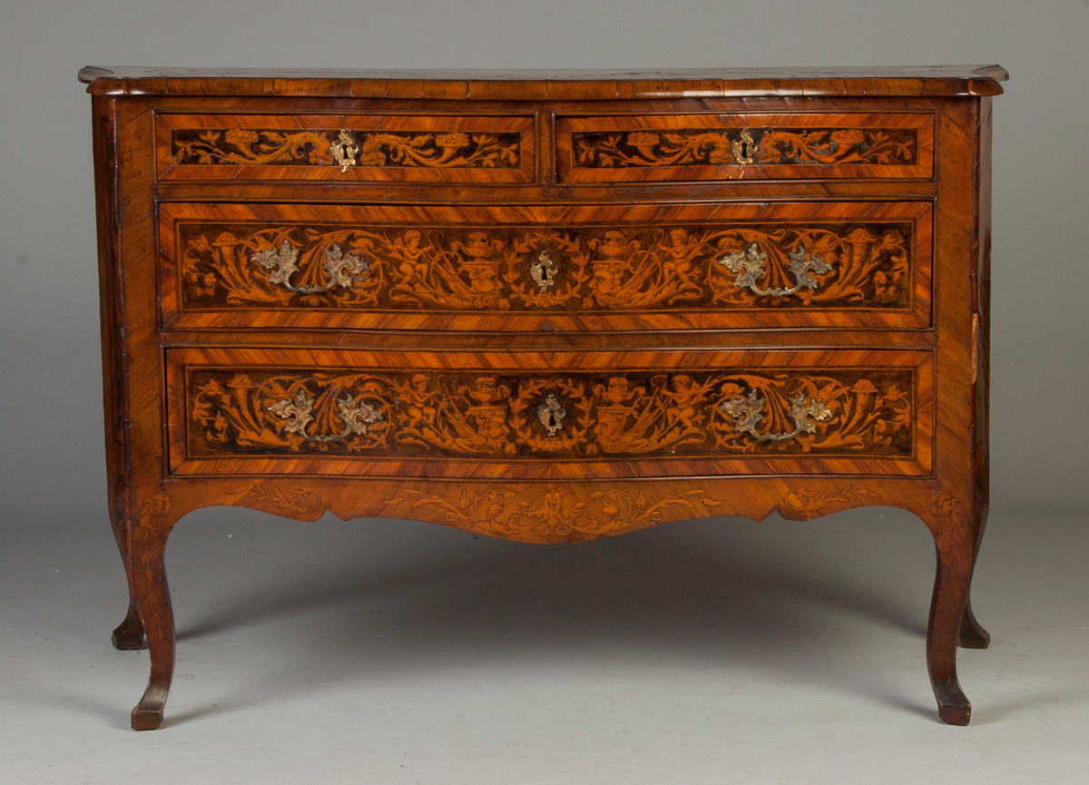Italian Serpentine Inlaid Chest 18th cent