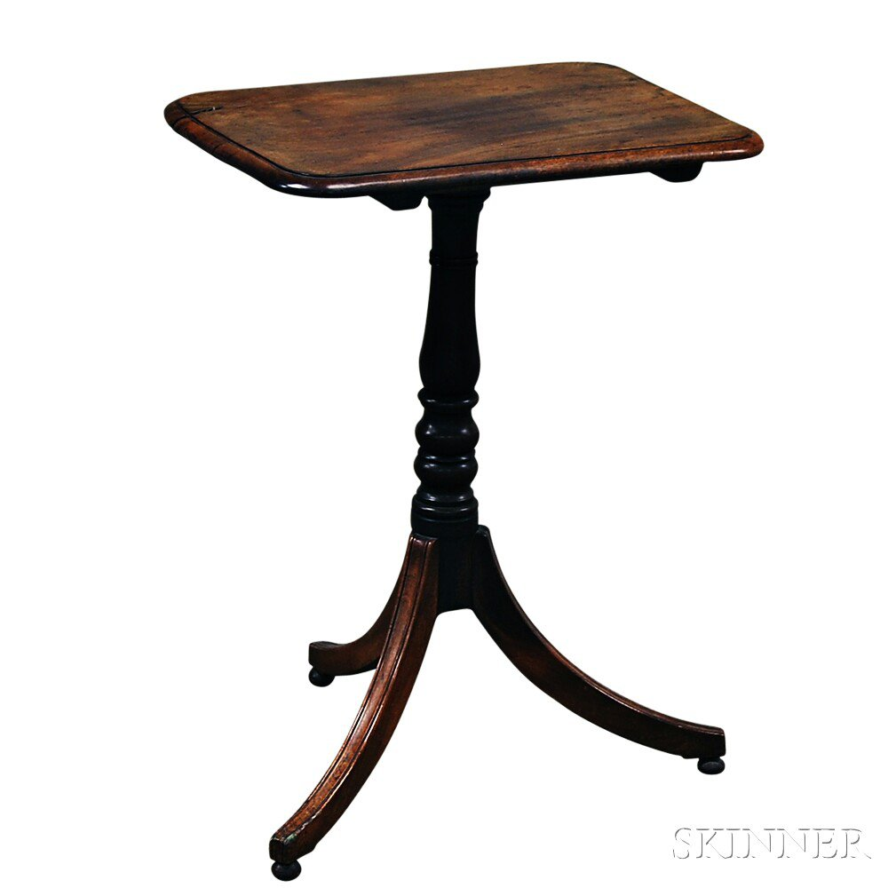 Federal Mahogany Candlestand the molded rectangular top with rounded corners