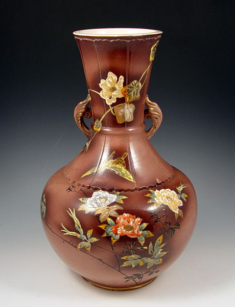 ORIENTAL EARTHENWARE FLORAL DECORATED VASE The heirs to the estate