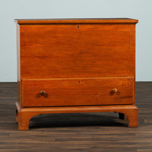 A Shaker Red Stained Pine One Drawer Blanket Chest Harvard