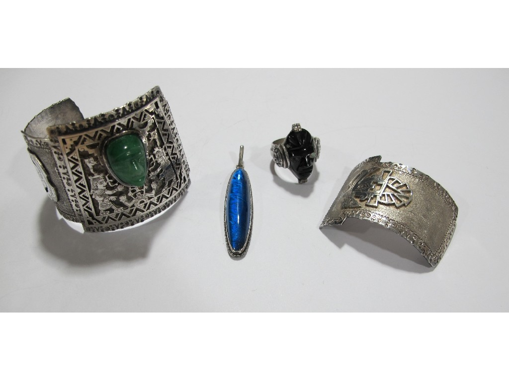 Lot of Mexican silver to include bangle def a dress