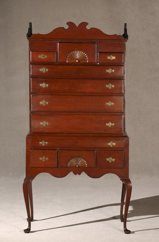 Queen Anne Cherry Highboy Coastal New England 1760 1780 Brasses