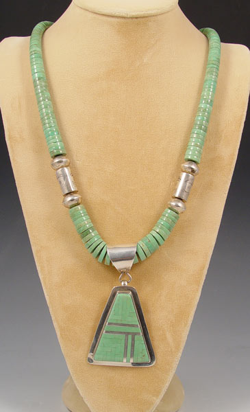 TURQUOISE AND STERLING NECKLACE PENDANT BY NESTORIA CORIZ OF THE