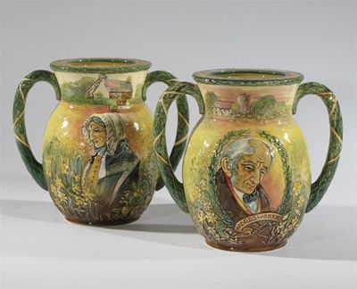 William Wordsworth a pair of Royal Doulton twin handled vases