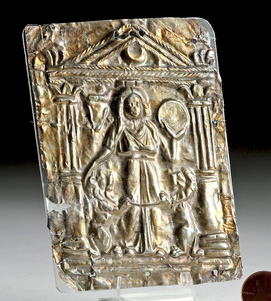 Roman Silver Repousse Panel Cybele and Lions Rome Imperial Period