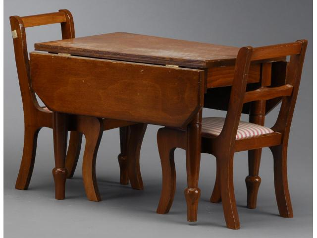 Doll Size Drop Leaf Table with Two Chairs America mid
