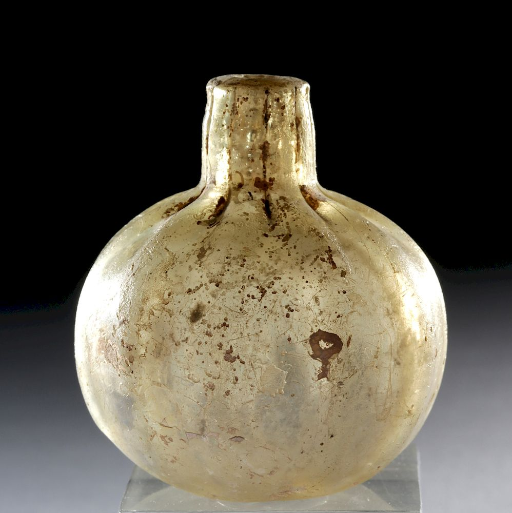 10th C Islamic Glass Poppy Shaped Bottle ex Bonhams Near
