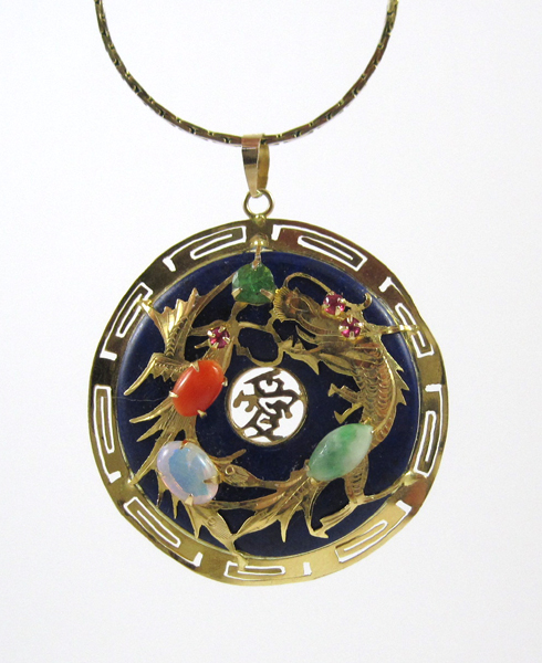 LAPIS LAZULI PENDANT NECKLACE the Chinese pendant featuring a lapis