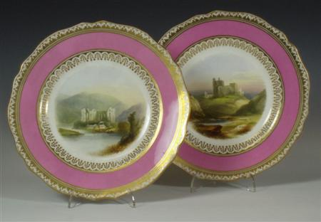 A Victorian Copeland landscape part fruit service each well decorated