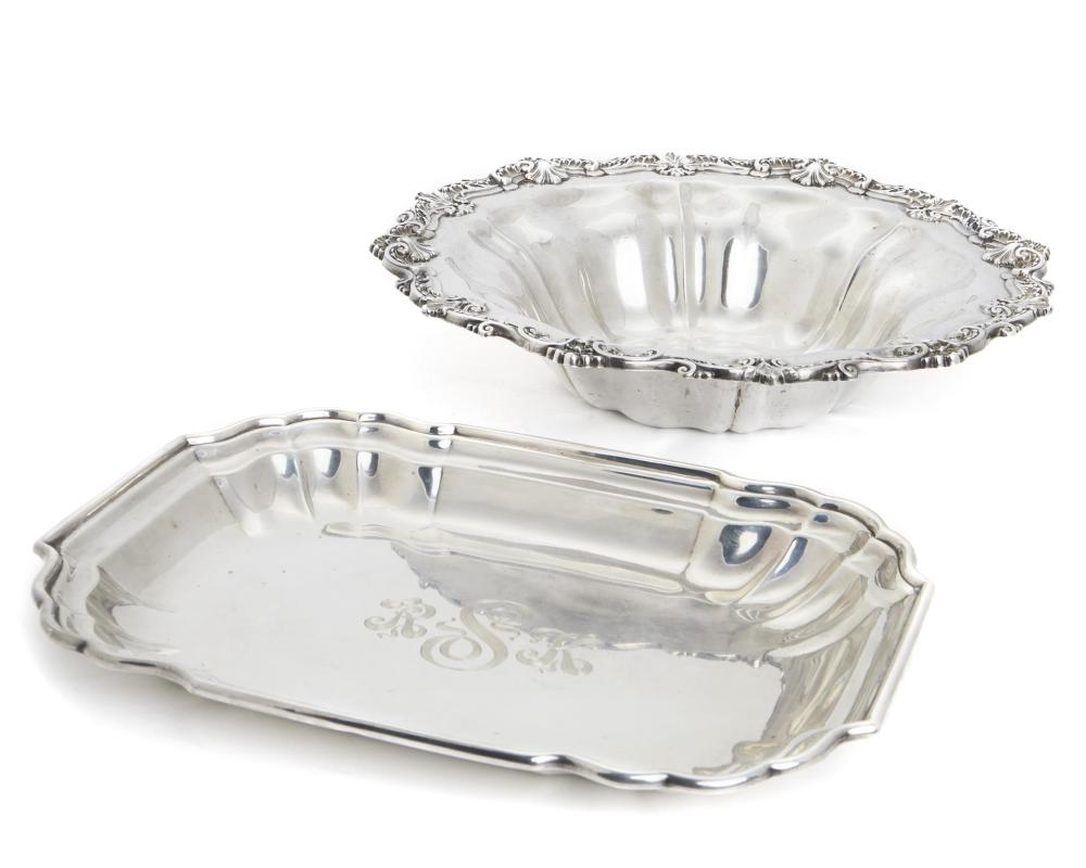 An American sterling silver bread tray and fruit bowl 20th