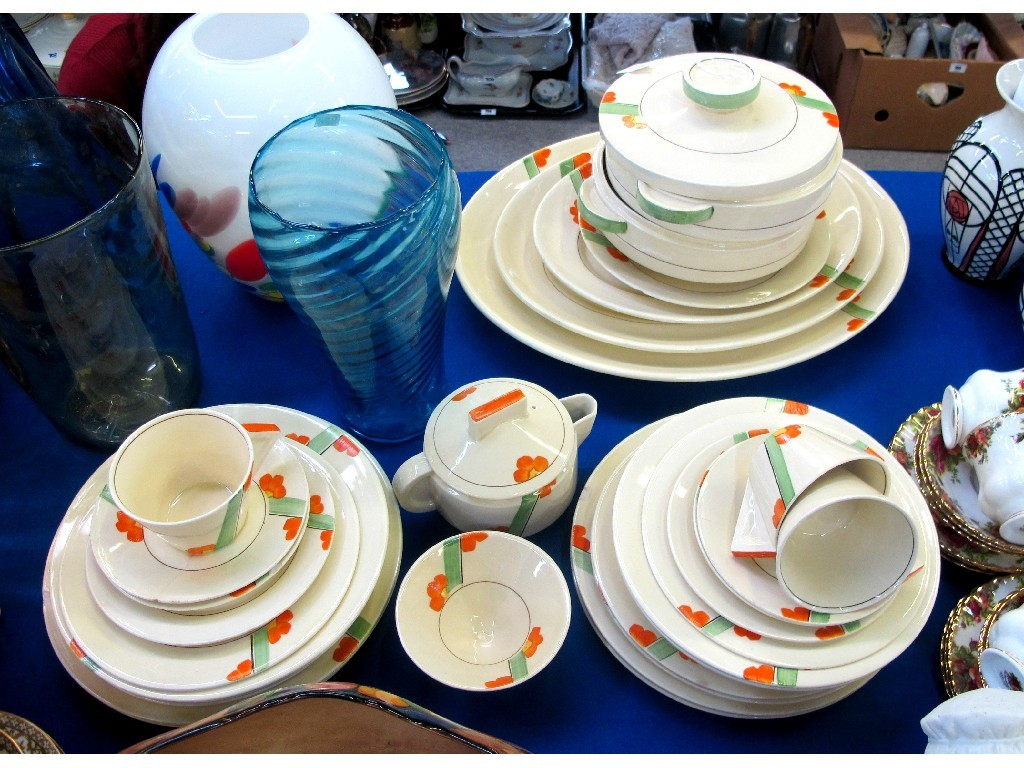 Art Deco Clarice Cliff style 1930 s part dinner and