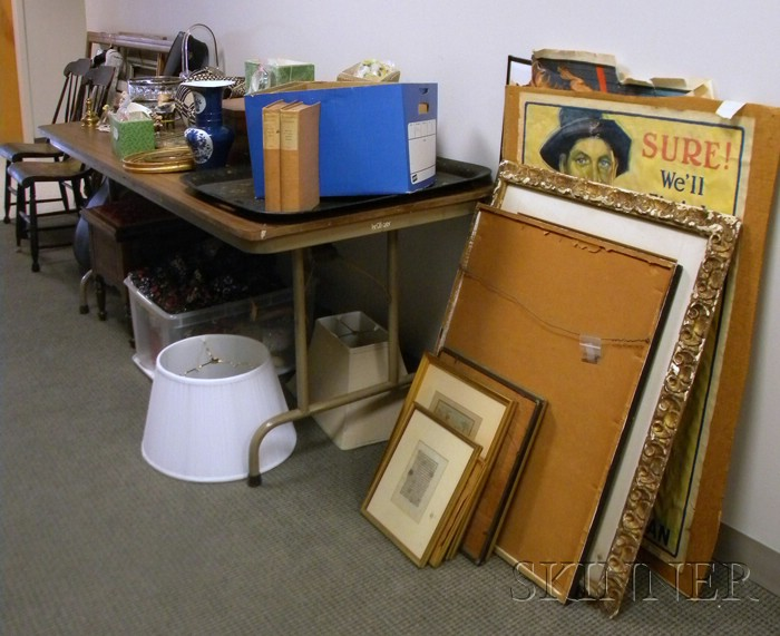 Small Lot of Decorative Items including a lap desk framed