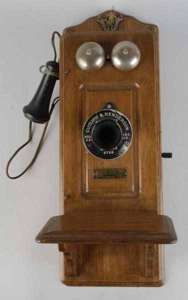 Oak Wall Phone By North Electric Company Description All original