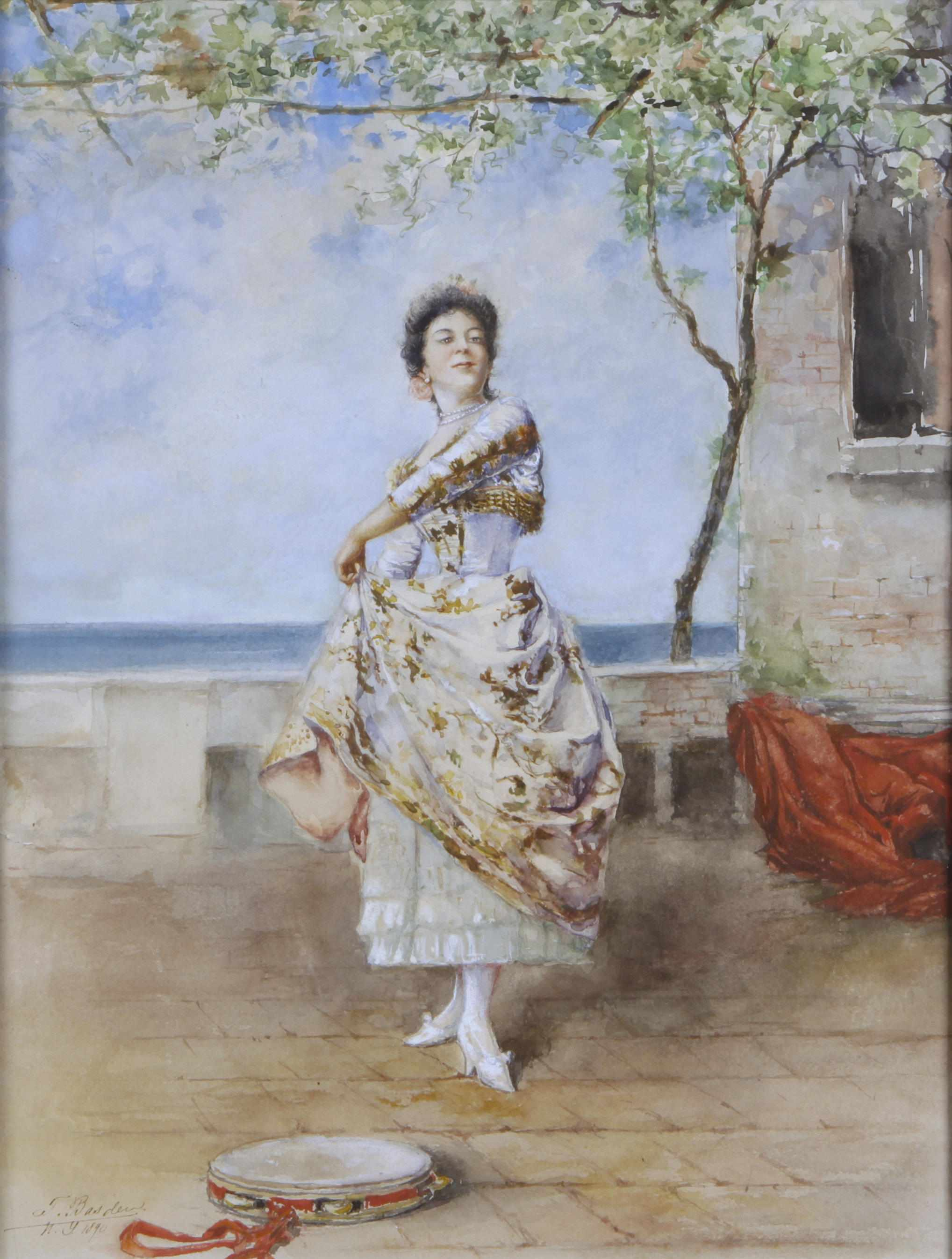 T Basden A young woman dancer signed inscribed and dated
