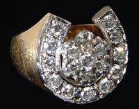 14K YELLOW AND WHITE GOLD DIAMOND HORSESHOE CLUSTER RING Gentleman