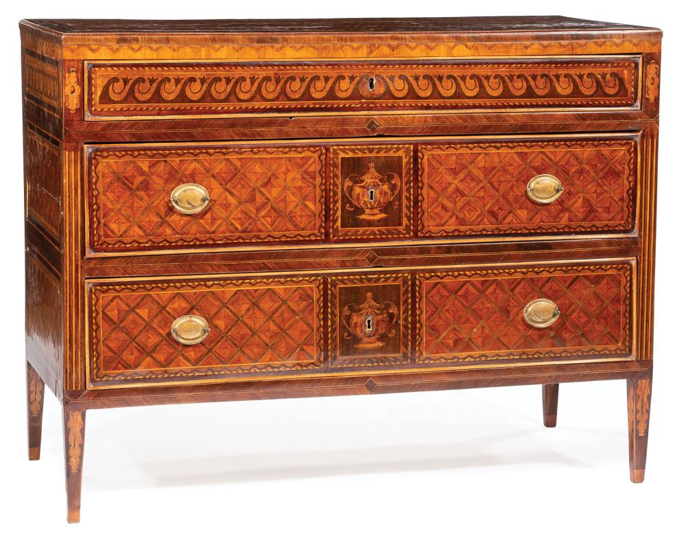 Italian Neoclassical Parquetry and Marquetry Commode late 18th early 19th