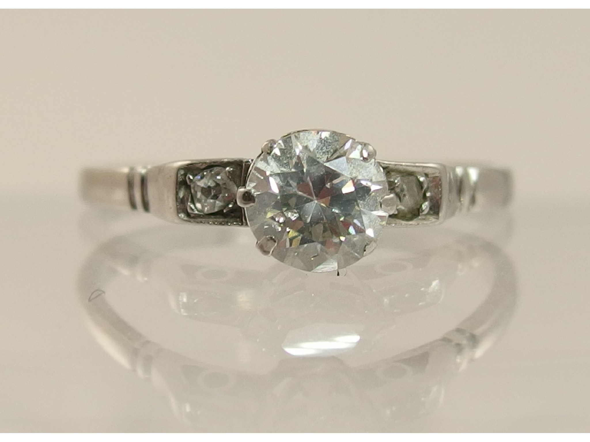 A platinum diamond solitaire ring of approx 0 50cts