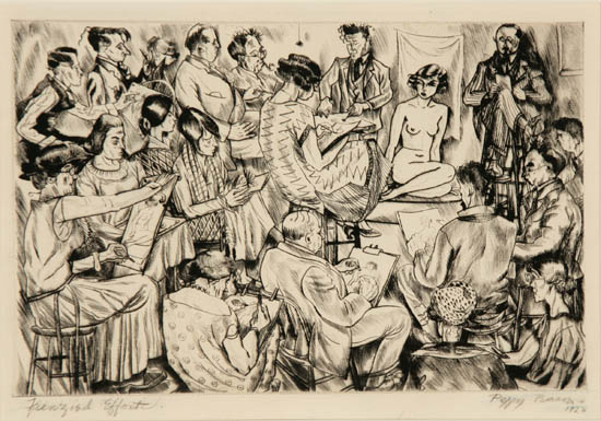 Peggy Bacon American 1895 1987 Frenzied Effort Flint 57 Drypoint