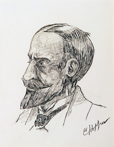 Edward Hopper American 1882 1967 Portrait Head Pen and ink