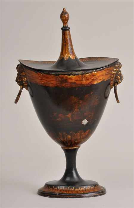 GEORGE III PONTYPOOL CHESTNUT URN The shield shape bowl with
