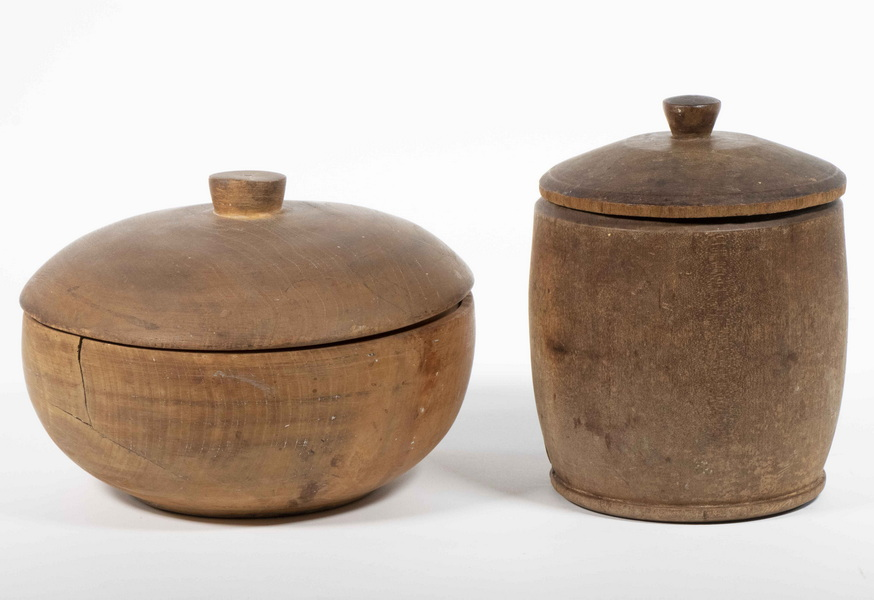 2 TREENWARE LIDDED VESSELS Lot of 2 Pieces of 19th