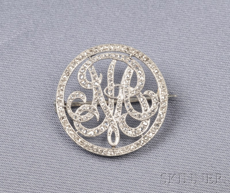 Art Deco Platinum and Diamond Brooch Cartier the swirling form