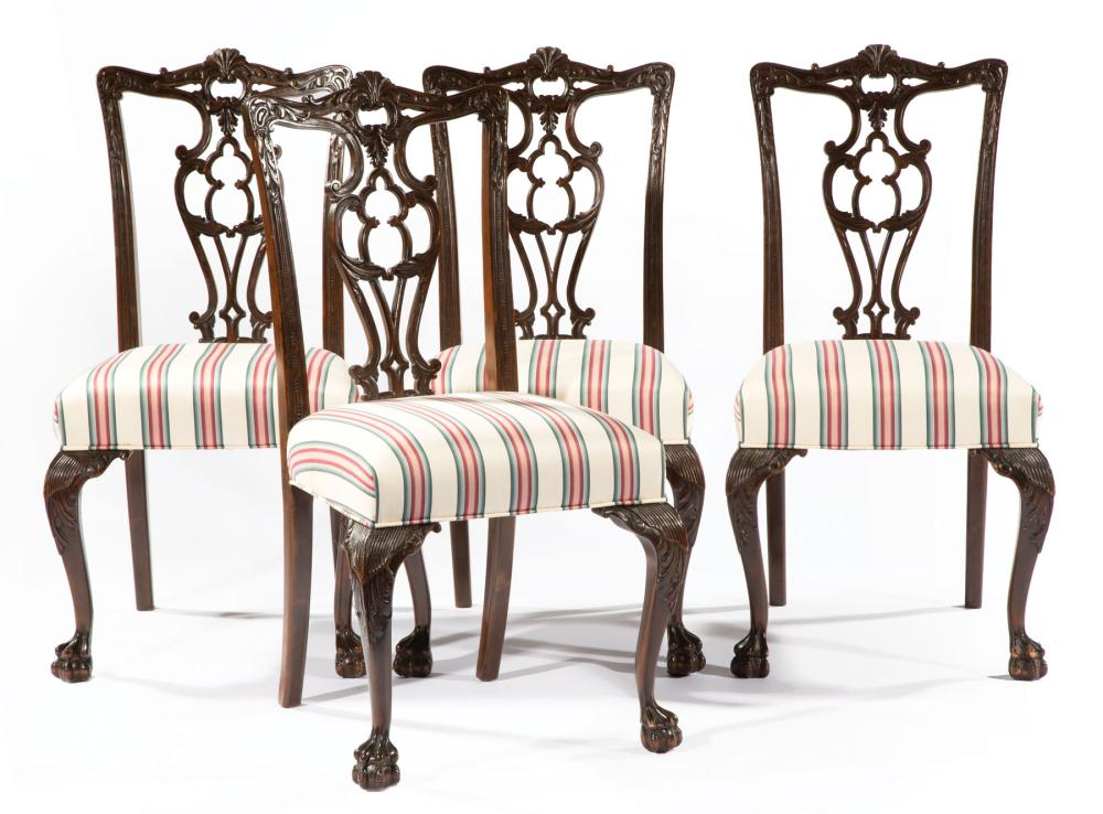 Six Chippendale Style Mahogany Dining Chairs incl two armchairs and