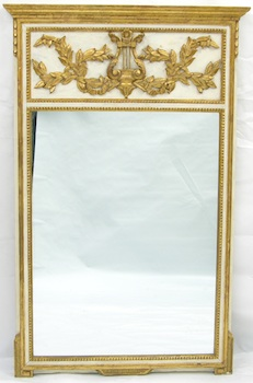A Trumeau Mirror A French style trumeau mirror white painted