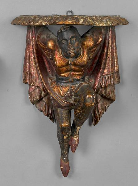A Venetian polychrome decorated wall bracket early 19th century The