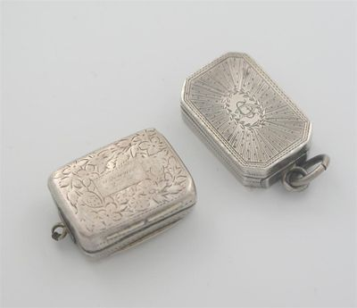 Two vinaigrettes a George III canted example with suspensory ring