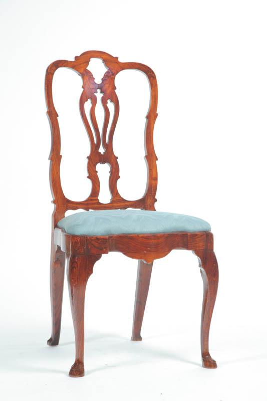 SIDE CHAIR Mahogany with a pierced slat back and shaped