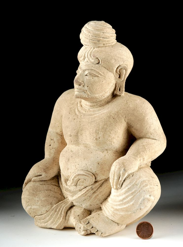Majapahit Limestone Seated Figure Royal Man Holiday Shipping Deadlines USA