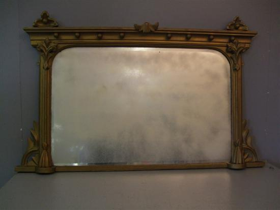 19th century gilt overmantel mirror with applied scroll mouldings h