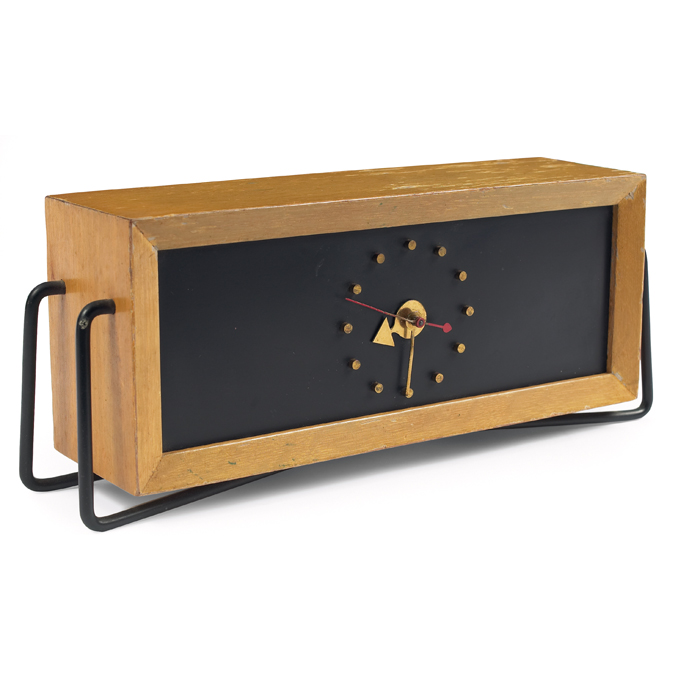 Jefferson Electric Co Contemporaire table clock Zeeland MI 1950s limed