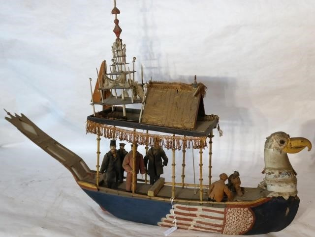 EARLY 19TH CENTURY FOLK ART CHINESE BIRD FORMJUNK SHIP MODEL