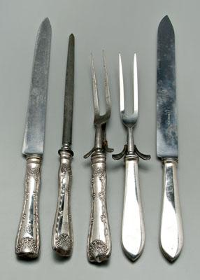 Tiffany sterling carving sets three piece Wave Edge set date