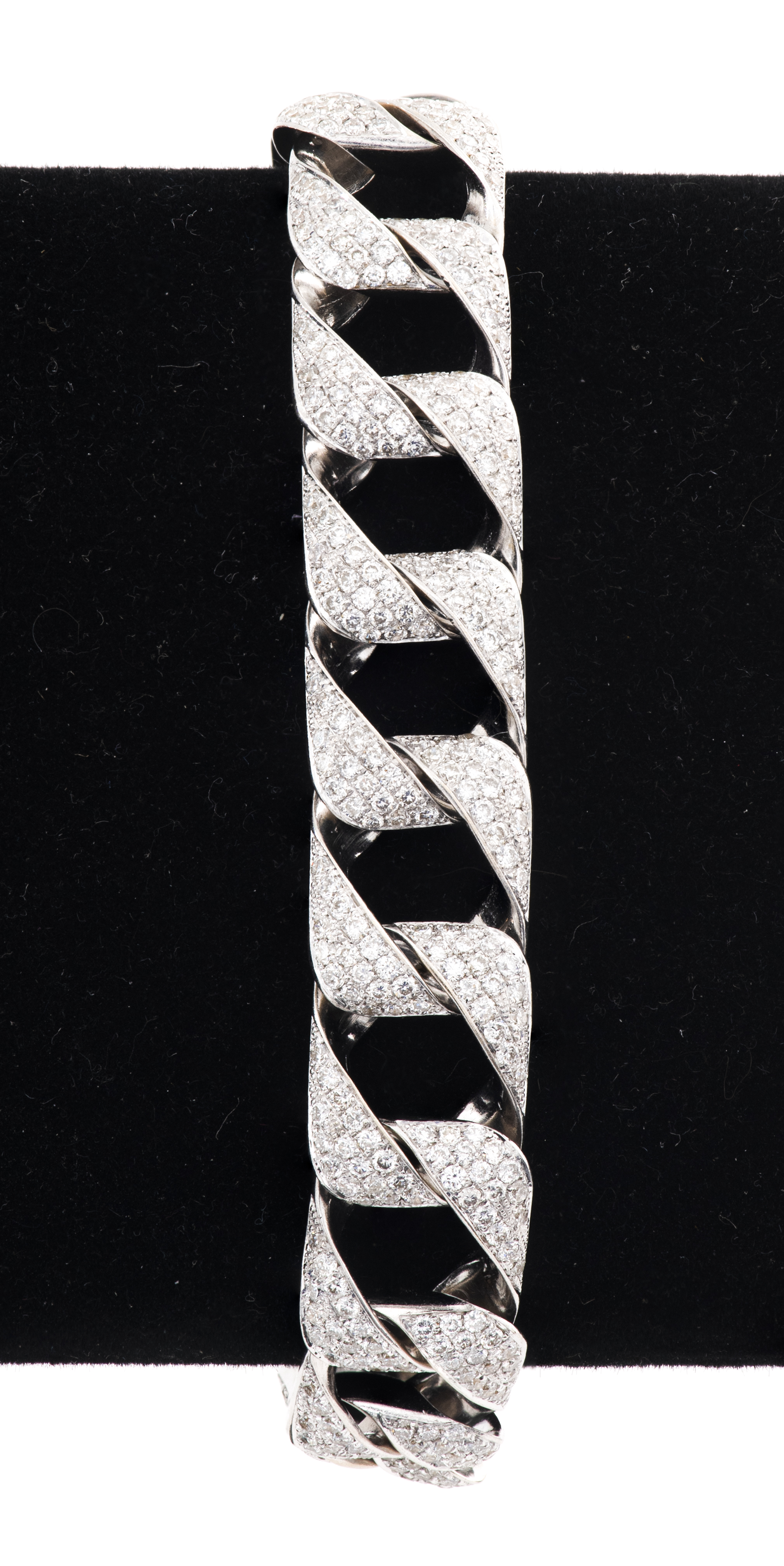18K WHITE GOLD DIAMOND LINK BRACELET 18K white gold diamond