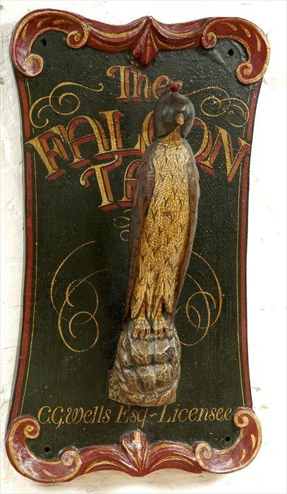 English Carved and Painted Trade Sign The Falcon Tap 26